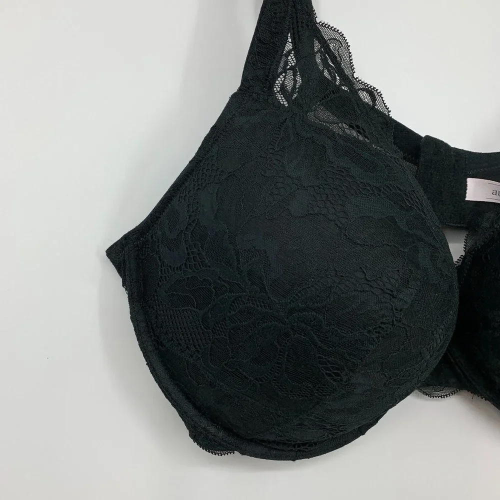 Auden Bra Womens 42DDD Black Sublime Lace Plunge Push-Up Underwire NWT - Picture 3 of 11